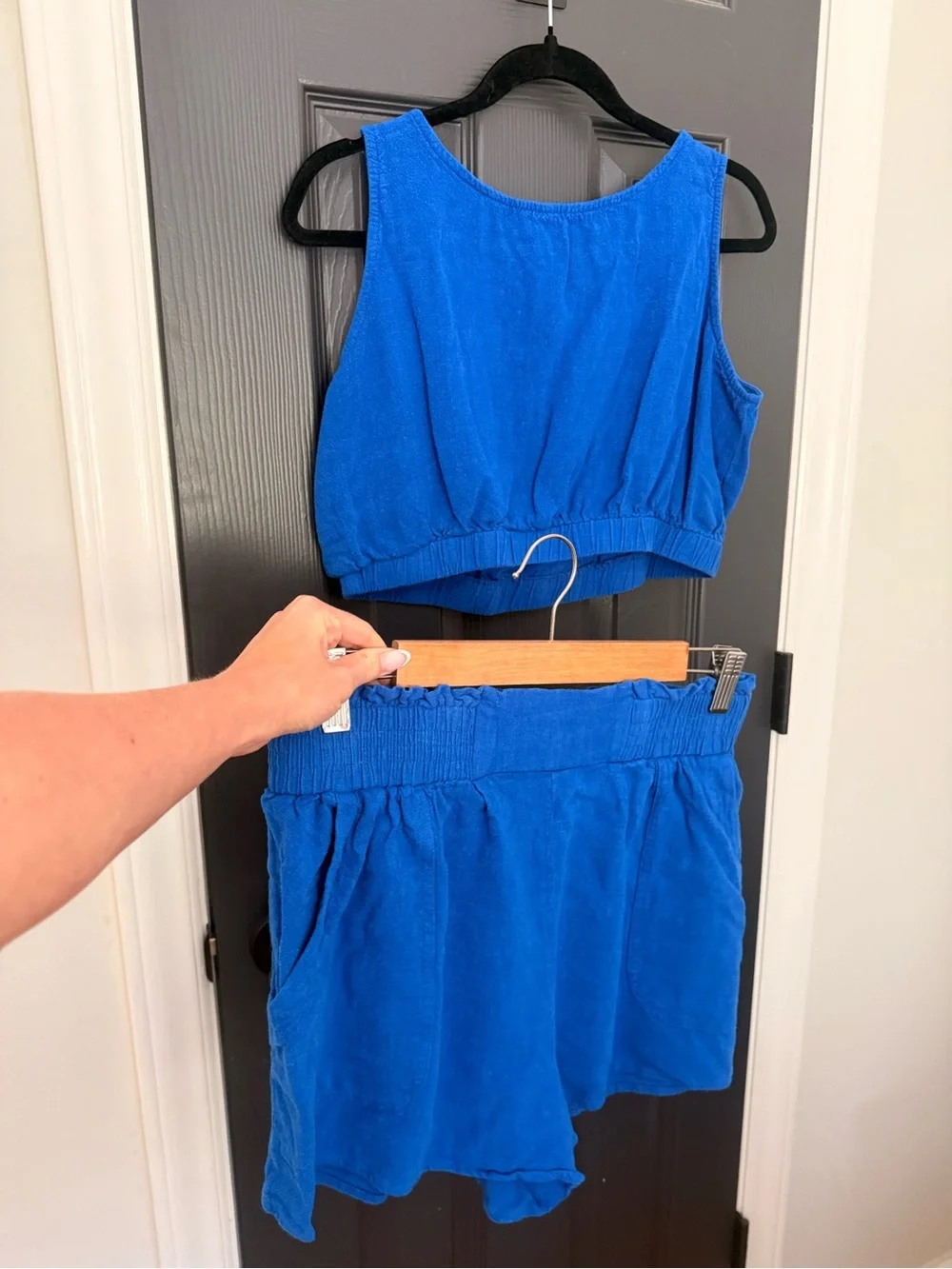 Trendy Queen | Royal Blue Too & High-Waist Elastic Shorts Set